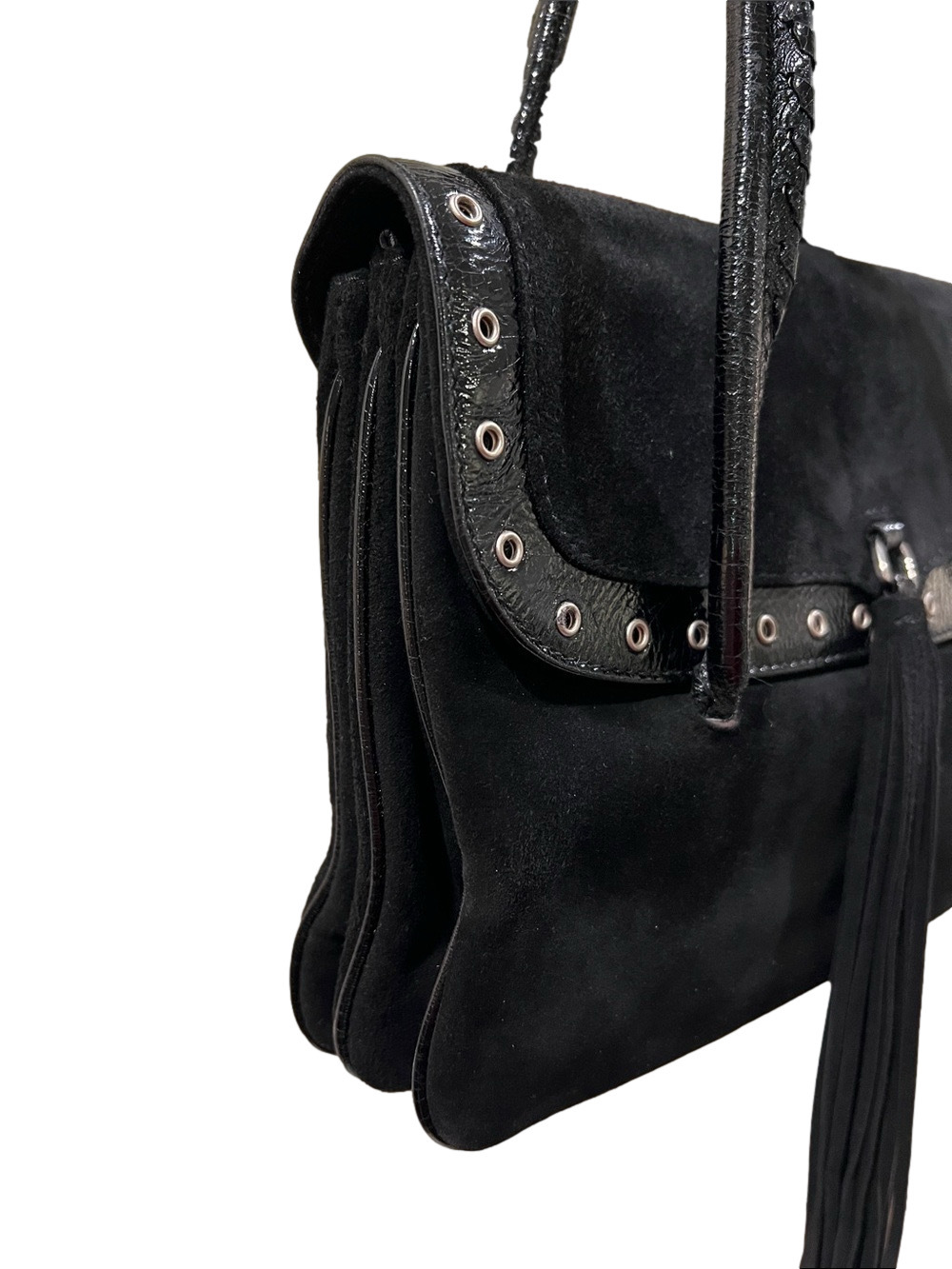 Dolce & Gabbana Black Suede Fringe Shoulder Bag - Picture 11 of 17